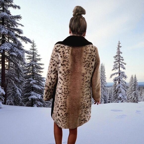 60’s Faux Fur Animal Print Double Breasted Coat by Collins & Aikman - Picture 8 of 11